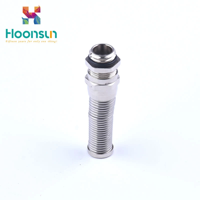 customized nickle plated brass bended cable gland with strain relief bushing